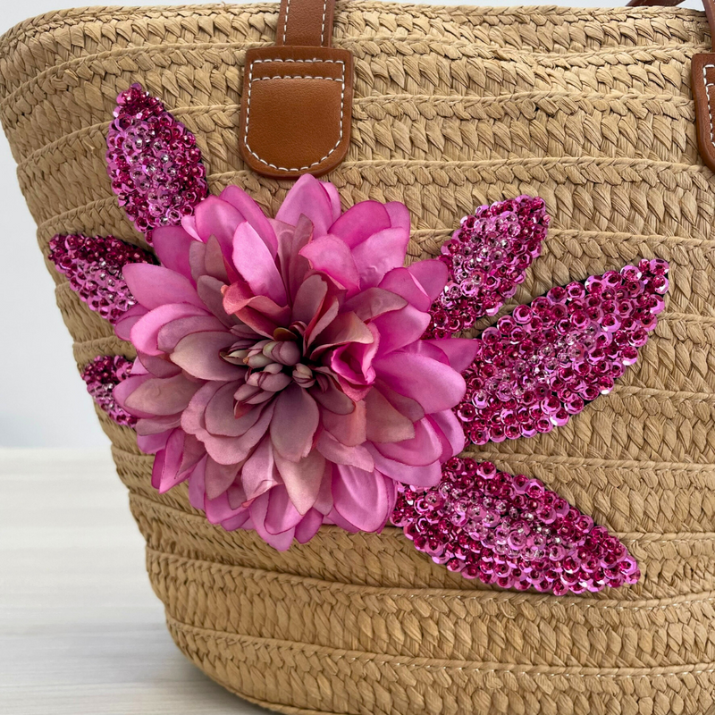 Borsa mare fiore con perline