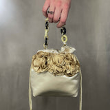 Borsa gioiello cerimonia beige fiori