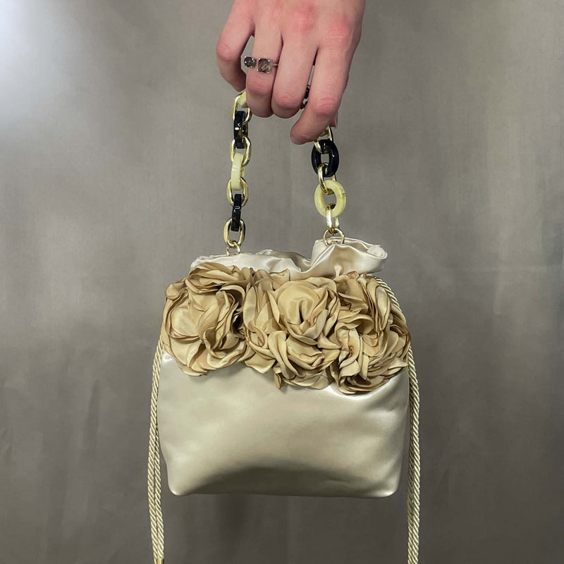 Borsa gioiello cerimonia beige fiori