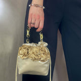 Borsa gioiello cerimonia beige fiori