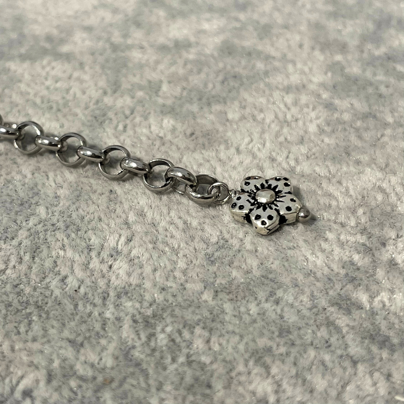 Catena rolò grande e fiore argento