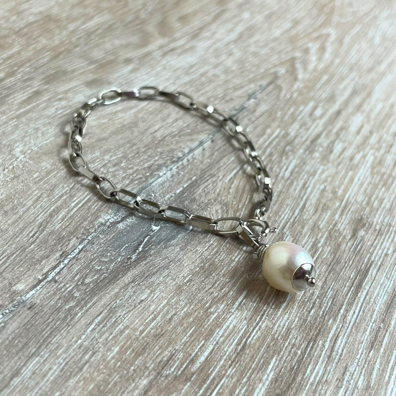 Bracciale perla e argento