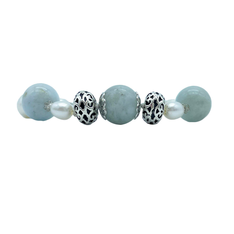 Bracciale argento e berillo azzurro