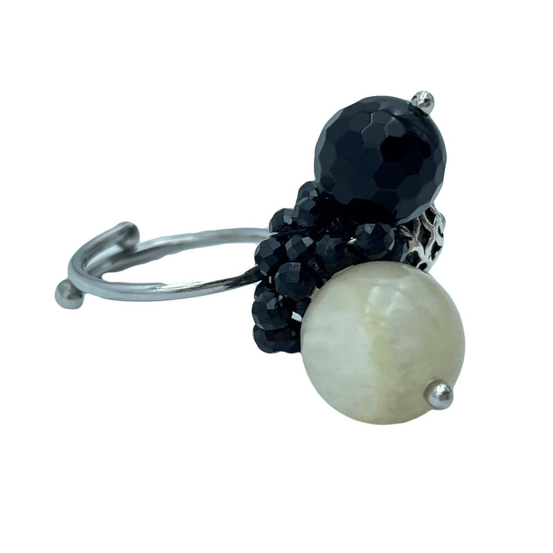 Anello argento bianco e nero