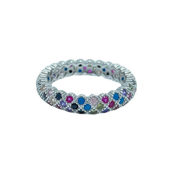 Anello in argento 925 e pietre colorate