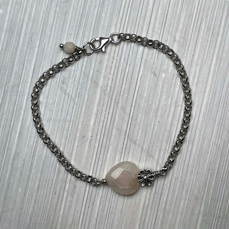 Bracciale argento e cuore acquamarina