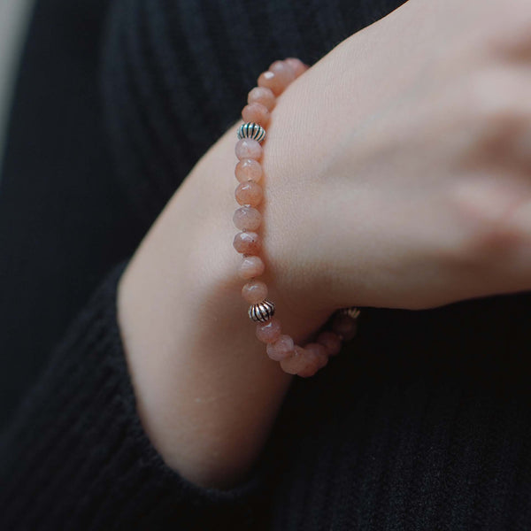 Bracciale quarzo rosa e argento