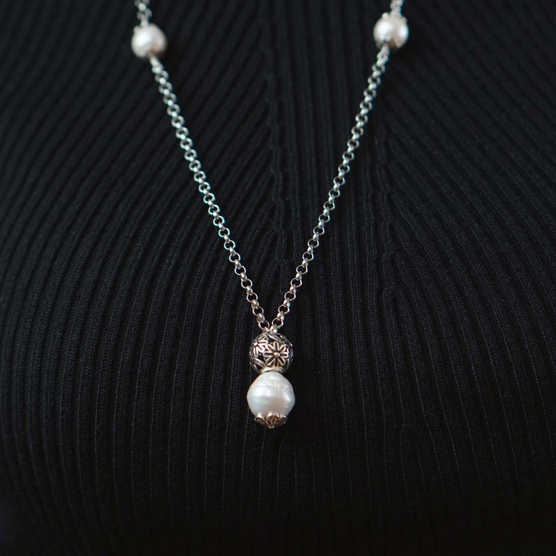 Collana argento e perle