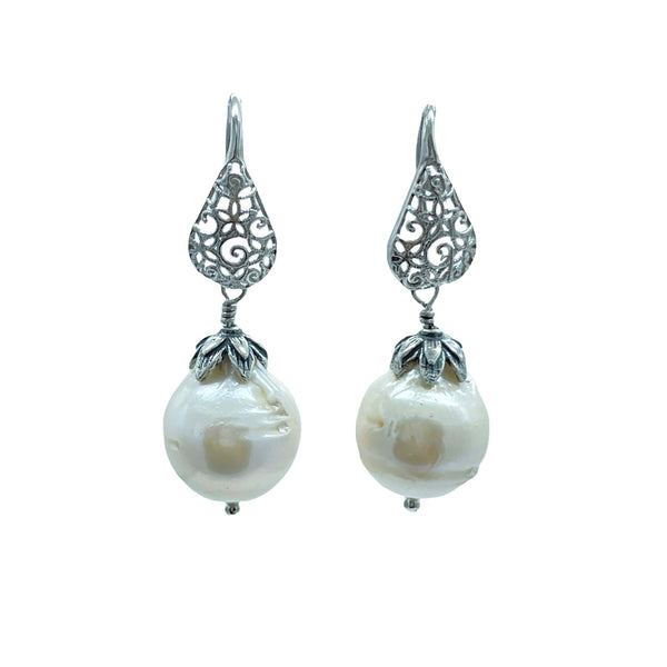 Orecchini in argento 925 e perla barocca